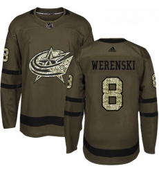 Youth Adidas Columbus Blue Jackets 8 Zach Werenski Premier Green Salute to Service NHL Jersey 