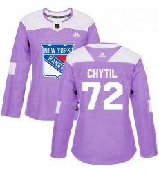 Womens Adidas New York Rangers 72 Filip Chytil Authentic Purple Fights Cancer Practice NHL Jersey 