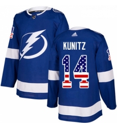 Youth Adidas Tampa Bay Lightning 14 Chris Kunitz Authentic Blue USA Flag Fashion NHL Jersey 