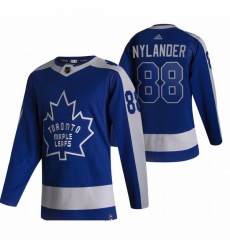 Men Toronto Maple Leafs 88 William Nylander Blue Adidas 2020 21 Reverse Retro Alternate NHL Jersey