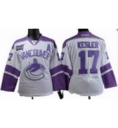 Women vancouver canucks #17 Ryan Kesler Fights Cancer white Jersey