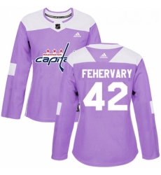 Womens Adidas Washington Capitals 42 Martin Fehervary Authentic Purple Fights Cancer Practice NHL Jersey 