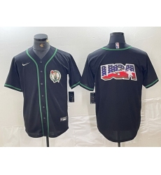 Men Boston Celtics Black With Patch Cool Base Stitched Baseball Jerseys