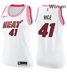 Womens Nike Miami Heat 41 Glen Rice Swingman WhitePink Fashion NBA Jersey