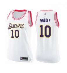 Womens Los Angeles Lakers 10 Jared Dudley Swingman White Pink Fashion Basketball Jersey 