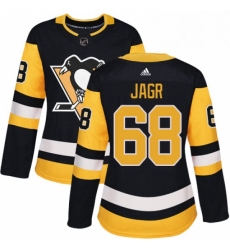 Womens Adidas Pittsburgh Penguins 68 Jaromir Jagr Authentic Black Home NHL Jersey 