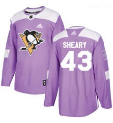 Youth Adidas Pittsburgh Penguins 43 Conor Sheary Authentic Purple Fights Cancer Practice NHL Jersey 