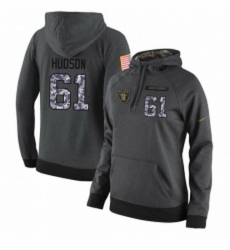 NFL Womens Nike Oakland Raiders 61 Rodney Hudson Stitched Black Anthracite Salute to Service Player Performance Hoodie