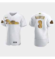 Men Philadelphia Phillies Bryce Harper 2022 Mlb All Star Game White Gold Men Jersey