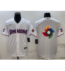 Men Dominican Republic Baseball 2023 White World Baseball Big Logo With Patch Classic Replica Stitched Jerseys