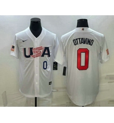 Men's USA Baseball #0 Adam Ottavino Number 2023 White World Baseball Classic Stitched Jersey