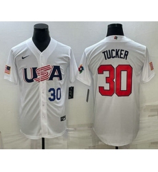 Mens USA Baseball #30 Kyle Tucker Number 2023 White World Baseball Classic Stitched Jersey