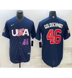 Mens USA Baseball #46 Paul Goldschmidt Number 2023 Navy World Baseball Classic Stitched Jersey