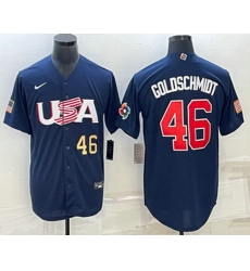 Men's USA Baseball #46 Paul Goldschmidt Number 2023 Navy World Baseball Classic Stitched Jersey