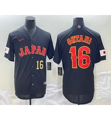 Men's Japan Baseball #16 Shohei Ohtani Number 2023 Black World Classic Stitched Jersey