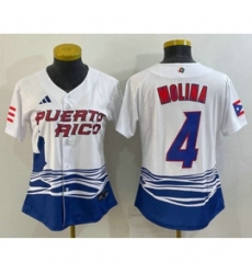 Womens Puerto Rico Baseball 4 Yadier Molina 2023 Red World Classic Stitched Jerseys