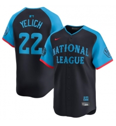 Youth National League 22 Christian Yelich Navy 2024 All Star Limited Stitched Baseball Jersey