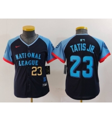 Youth National League 23 Fernando Tatis Jr  Navy 2024 All Star Limited Stitched Baseball Jersey 1