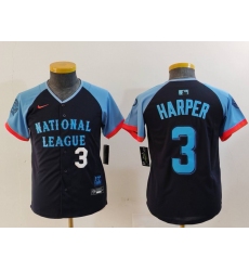 Youth National League 3 Bryce Harper Navy 2024 All Star Limited Stitched Baseball Jersey 1