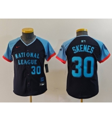 Youth National League 30 Paul Skenes Navy 2024 All Star Limited Stitched Baseball Jersey 2