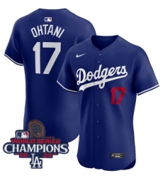 Youth Nike Los Angeles Dodgers Shohei Ohtani #17 Blue Flex Base 2024 World Series Champions Stitched MLB Jersey