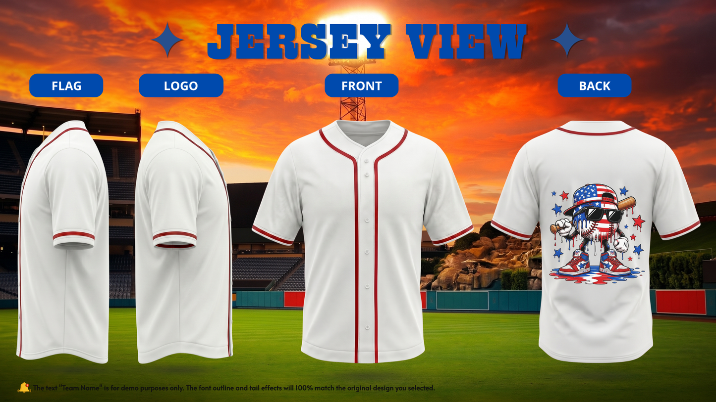 Kids American Flag Baseball Drip Jersey | Custom 4th Of July Outfit