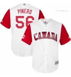 Mens Canada Baseball Majestic 56 Daniel Pinero White 2017 World Baseball Classic Replica Team Jersey