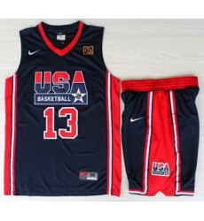 USA Basketball 1992 Olympic Dream Team Blue Jerseys & Shorts Suits 13# Chris Mullin