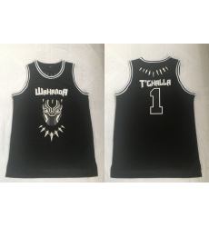 Men Black Panther 1 T'Challa Black Movie Basketball Jersey