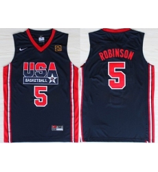 1992 Olympics Team USA 5 David Robinson Navy Blue Swingman Jersey 