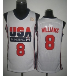 1992 Olympics Team USA 8 Deron Williams White Swingman Jersey