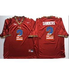 Florida State Seminoles 2 Deion Sanders Red USA Flag College Jersey