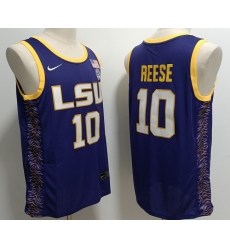 Men LSU Tigers #10 Angel Reese Purple Baseball Stitched NCAA Jersey