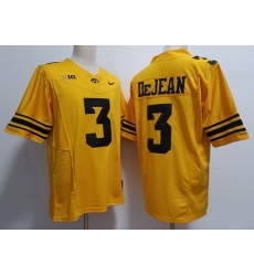 Men Iowa Hawkeyes Cooper DeJean #3 Yellow Stitched NCAA Jersey