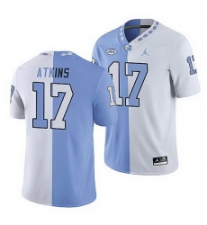 North Carolina Tar Heels Grayson Atkins College Football White Blue Split Edition Game Jersey