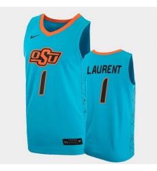 Men Oklahoma State Cowboys Jonathan Laurent College Basketball Blue Jersey