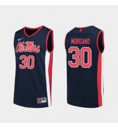 Men Ole Miss Rebels Antonio Morgano Navy Replica College Basketball Jersey