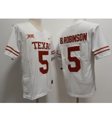 Men Texas Longhorns #5 Bijan Robinson Nike NCAA Stitched White Football Jersey