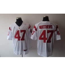 Trojans #47 Clay Matthews White Stitched NCAA Jersey