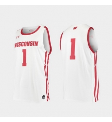 Men Wisconsin Badgers White Replica College Basketball Under Armour Jersey