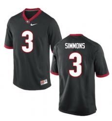 Men Georgia Bulldogs #3 Tyler Simmons College Football Jerseys-Black