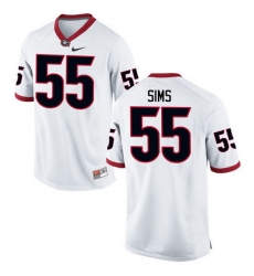 Men Georgia Bulldogs #55 Dyshon Sims College Football Jerseys-White