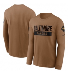 Men Baltimore Ravens 2023 Brown Salute To Service Long Sleeve T Shirt