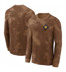 Men Pittsburgh Steelers Brown 2023 Salute To Service Long Sleeve T Shirt