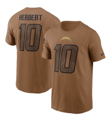 Men Los Angeles Chargers 10 Justin Herbert 2023 Brown Salute To Service Name  26 Number T Shirt