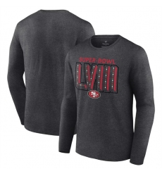 Men San Francisco 49ers Heather Charcoal Super Bowl LVIII Local Team Long Sleeve T Shirt