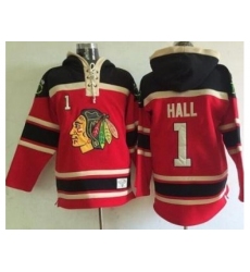 Chicago Blackhawks #1 Glenn Hall Red Lace-Up NHL Jersey Hoodie