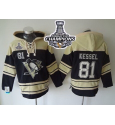 Men Pittsburgh Penguins 81 Phil Kessel Black Sawyer Hooded Sweatshirt 2016 Stanley Cup Champions Stitched NHL Jersey