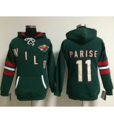 Minnesota Wild 11 Zach Parise Green Women Old Time Heidi NHL Hoodie