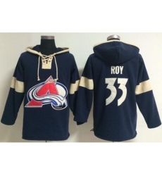 Colorado Avalanche 33 Patrick Roy Blue Pullover Hoodie Jersey